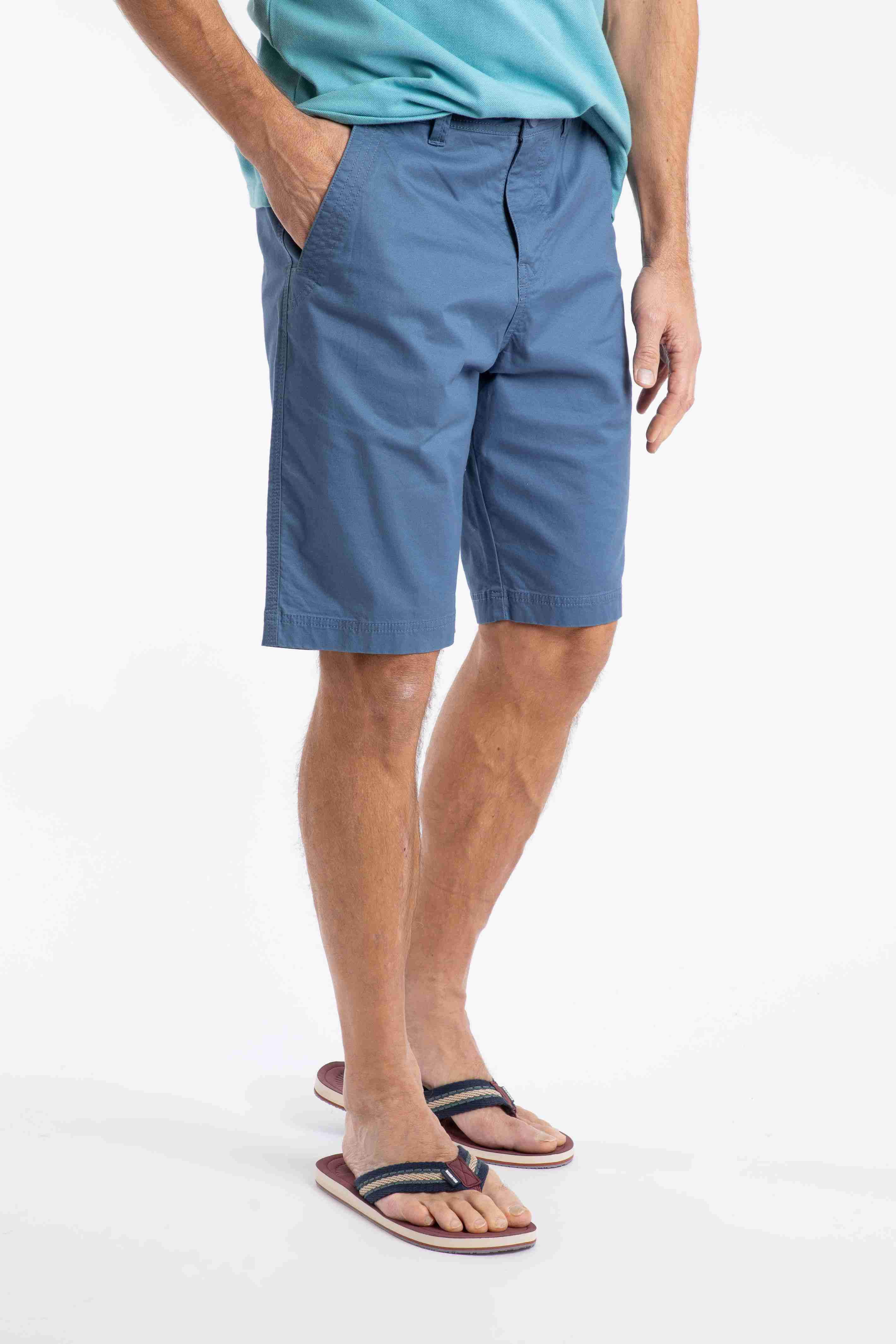 Rayburn Cotton Flat Front Shorts Faded Blue