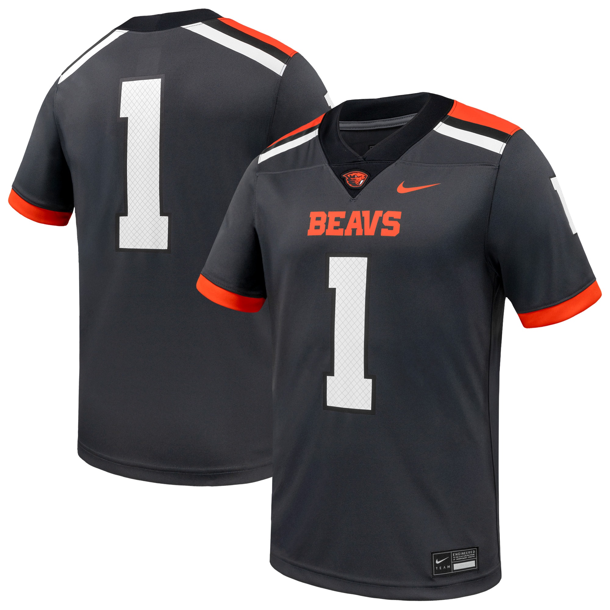 #1 Oregon State Beavers Game Football Jersey - Anthracite