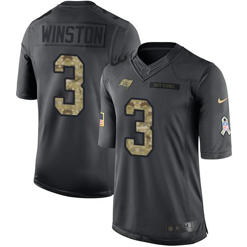 Official NFL T B Buccaneers #3 Jameis Winston Black Limited Jersey