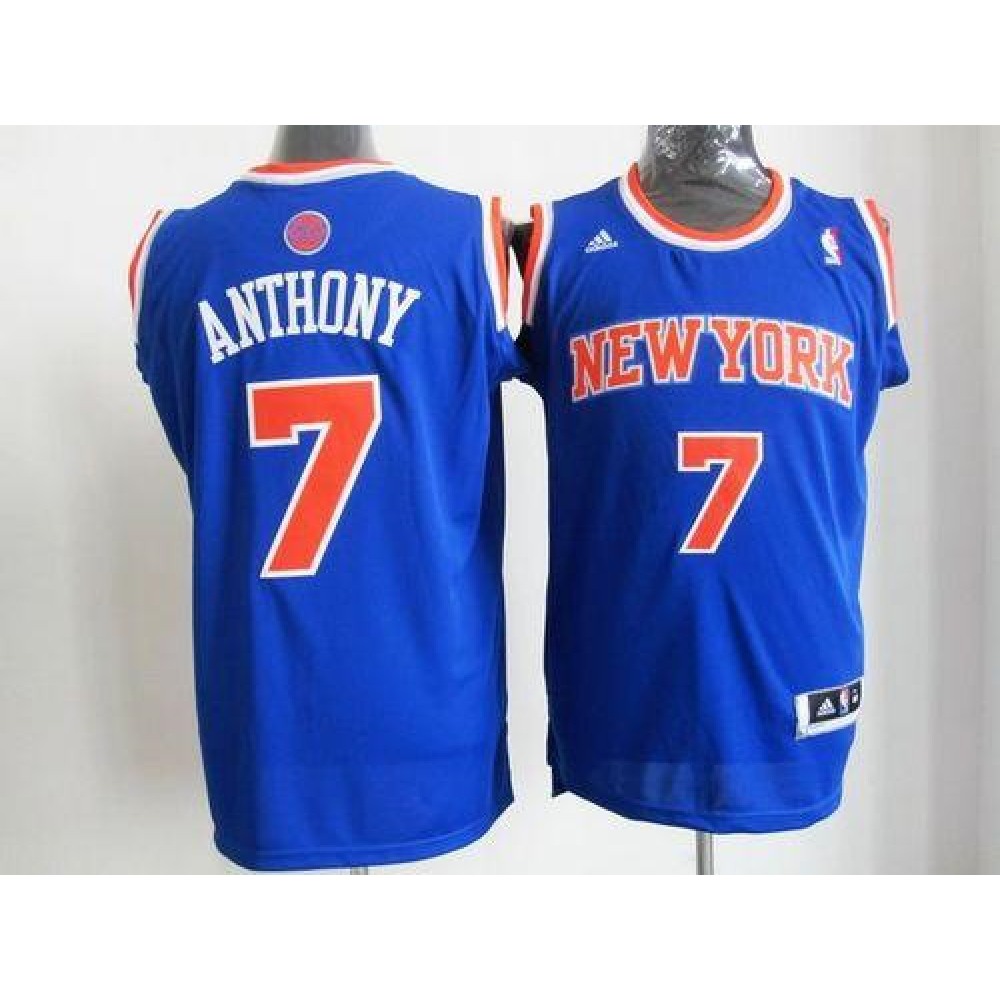 Professional Men's NY Knicks #7 Carmelo Blue Basketball Jersey