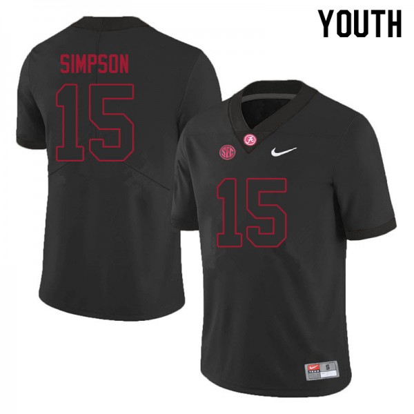 Youth(kids) Alabama Crimson Tide #15 Ty Simpson Bama Jersey