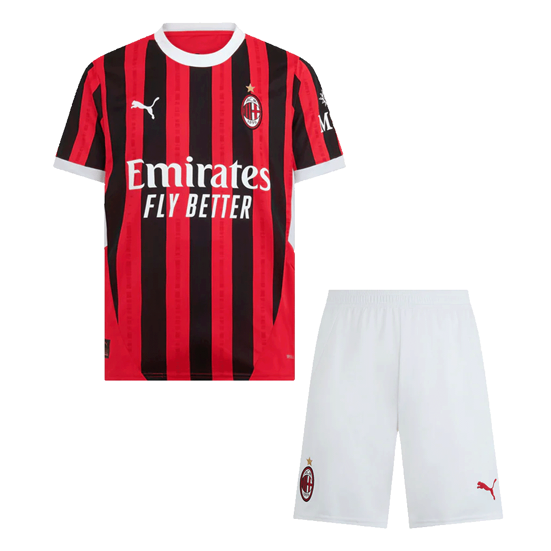 AC Milan Home  Soccer Jersey Kit(Jersey+Shorts) 2024/25 Authentic Kit