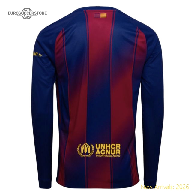 Luxury 2025-2026 Fcb Home Long Sleeve Shirt (messi 10) - Collectors Item