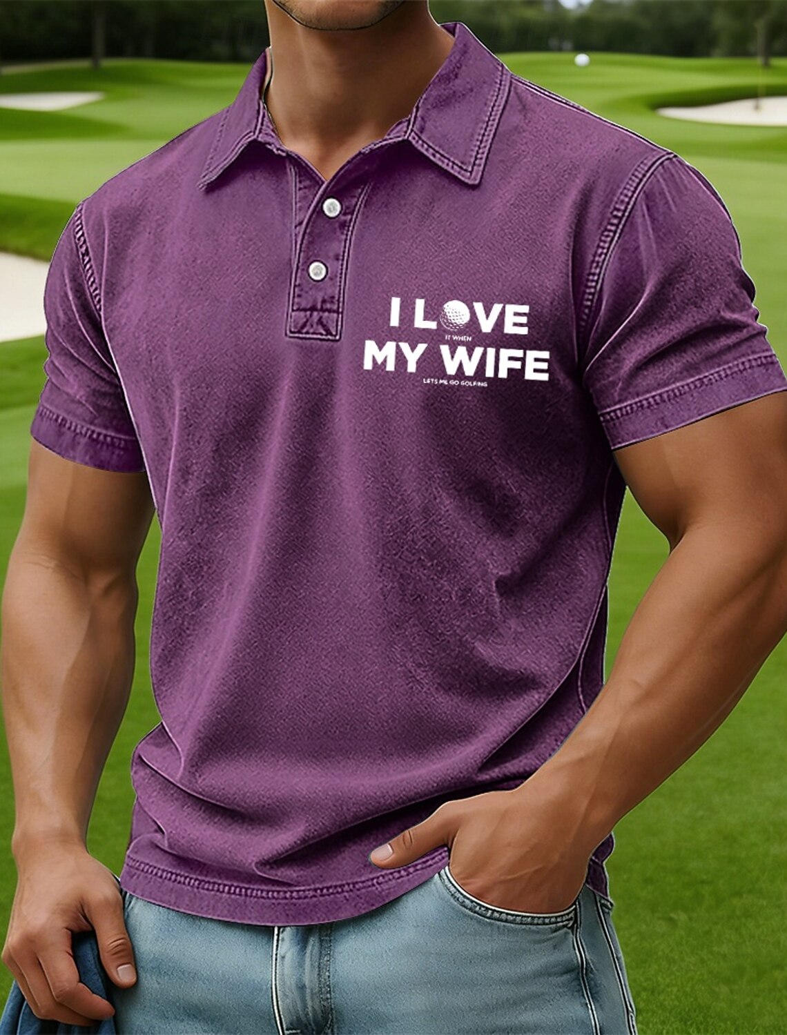 Men's Golf Acid Wash Shirt 100% Cotton Short Sleeve Polo Shirts