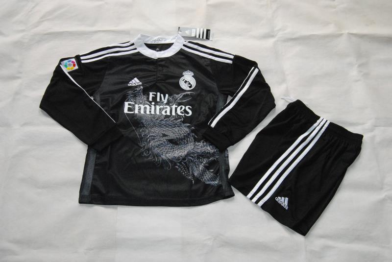 Kids Real Madrid 1415 Black Away Soccer KitShirtShorts - Official