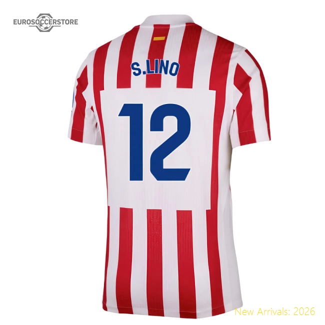Genuine 2025-2026 Atletico Madrid Home Authentic Shirt (S.Lino 12)