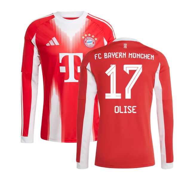 Bayern Bayern Munich Long Sleeve Home Shirt Olise #17 Professional...