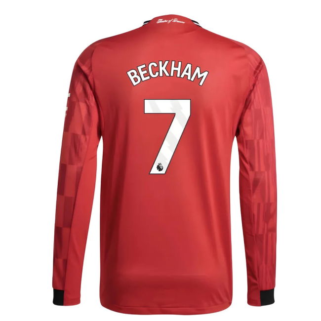 2025-2026 Man Utd Authentic Long Sleeve Home Jersey (Beckham 7)