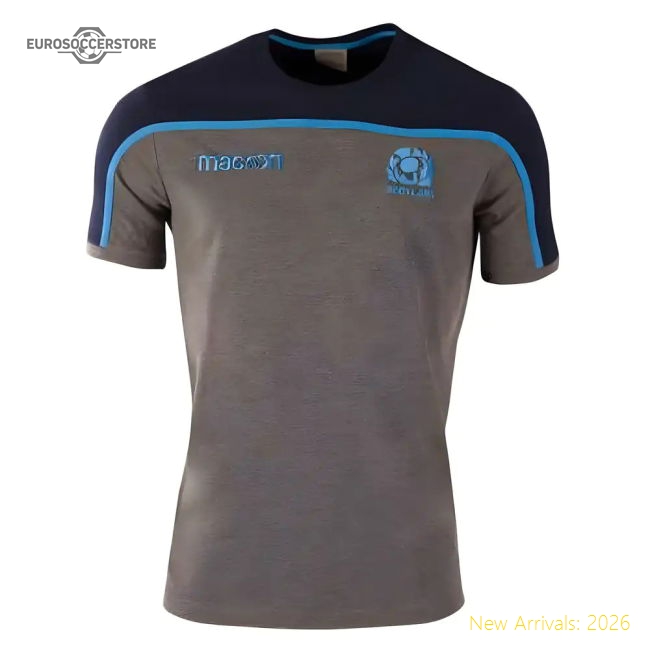 2018-2019 Scotland Macron Rugby Travel Polycotton T-Shirt (Charcoal) - Kids