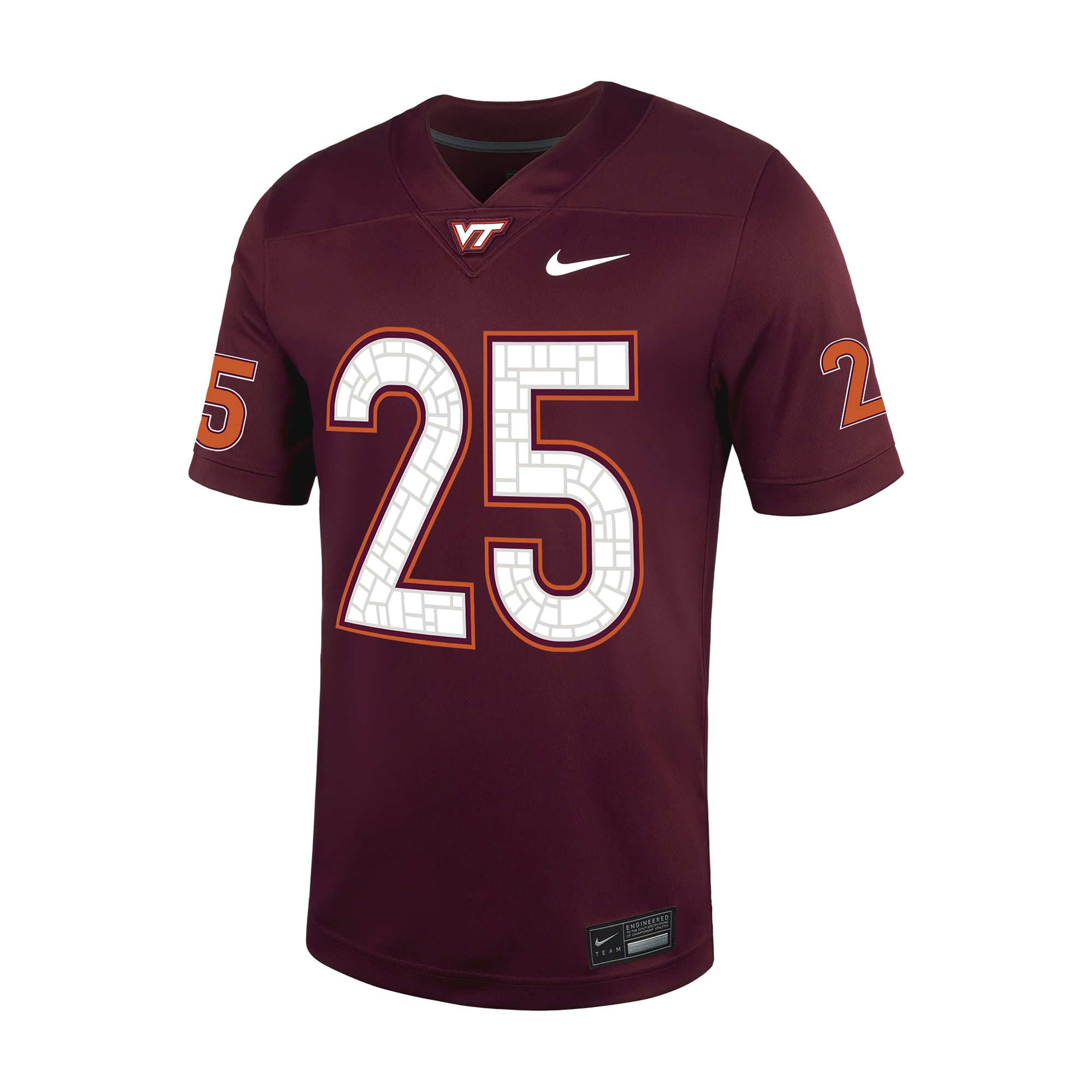Men's #25 Maroon Virginia Tech Hokies Football Jersey