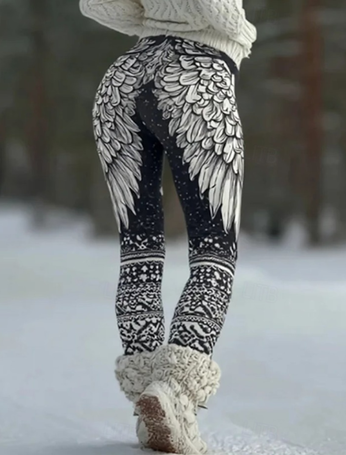 Women's Viking Leggings Vacation Vintage Ethnic Style Full Length High Waist Graphic Abstract 3D Print Quick Dry Breathability Soft Stretchy Formal Outdoor Vacation Black Fall Winter Slim Fit