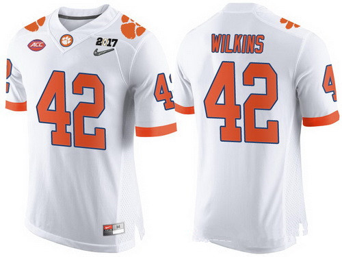 authentic Men's Clemson CLE Christian Wilkins #42 White 2017 Football