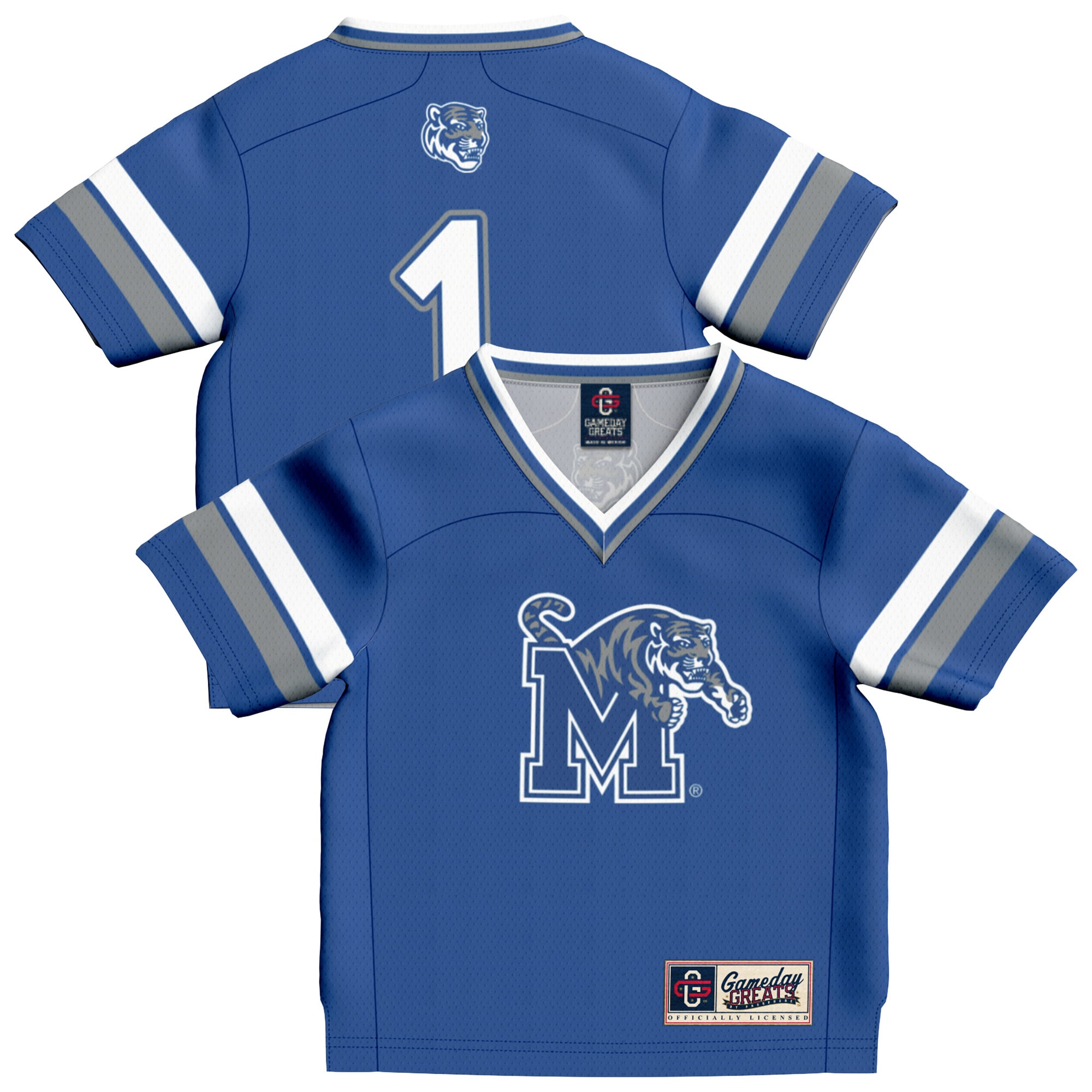 #1 Memphis Tigers GameDay Greats Toddler Lightweight Collegiate Football Fashion Jersey - Royal