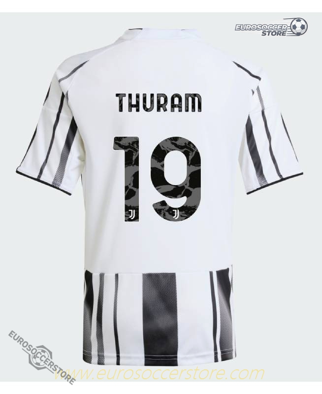 Juventus' 25-26 Home Jersey features THURAM 19 with the Jeep Sponsor