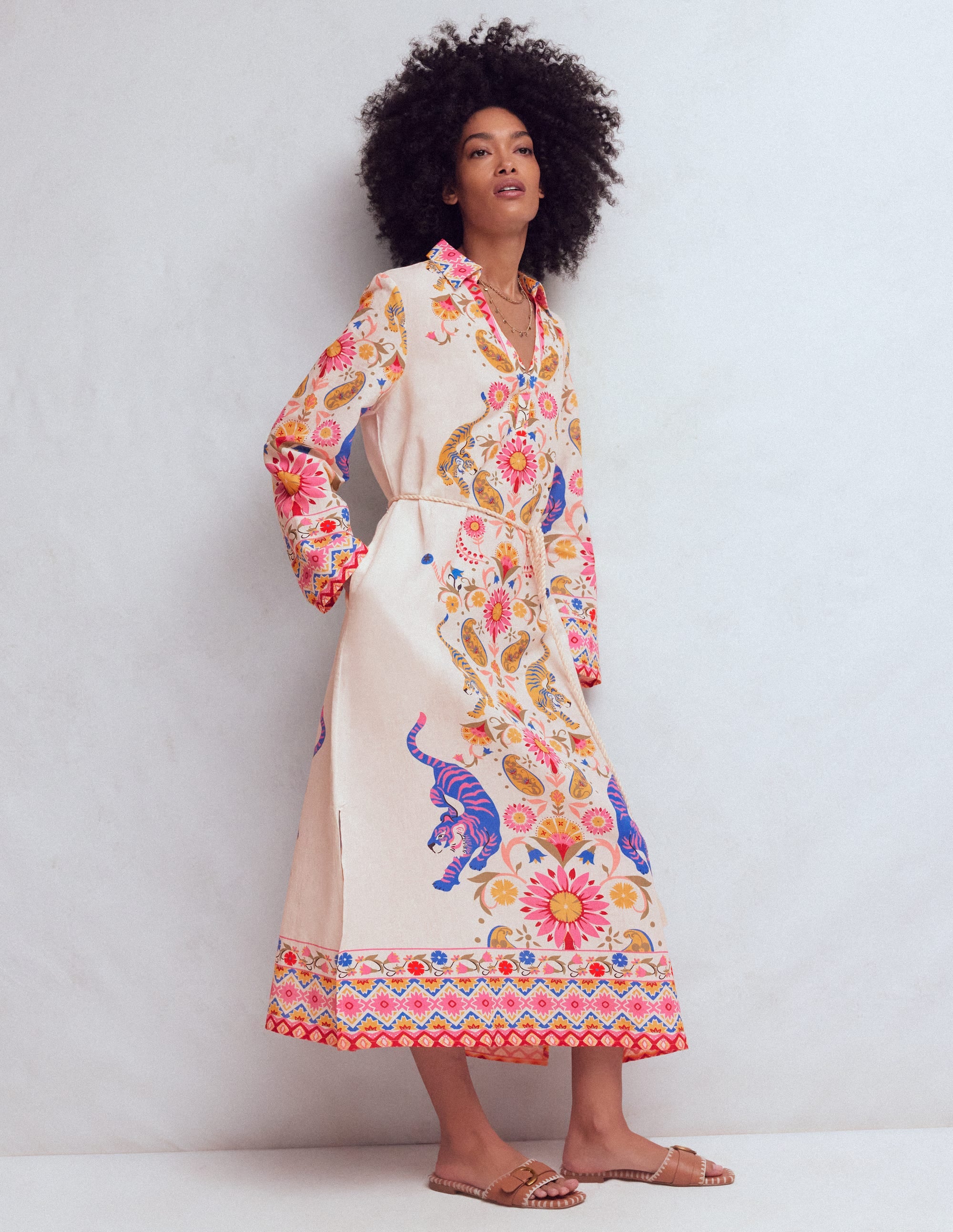 Notch Collar Linen Blend Tunic