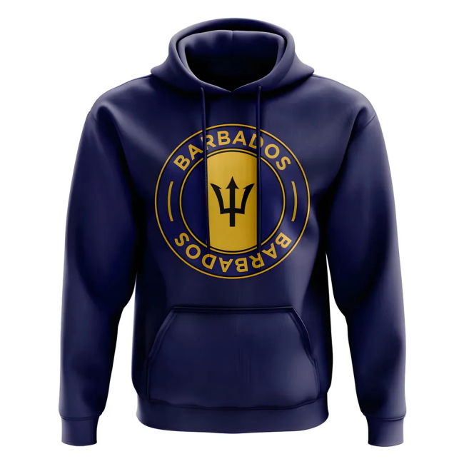 World-Class Barbados Football Badge Hoodie (Navy) Aero-Dynamic