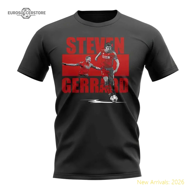 Steven Gerrard Player Collage T-Shirt (Black)