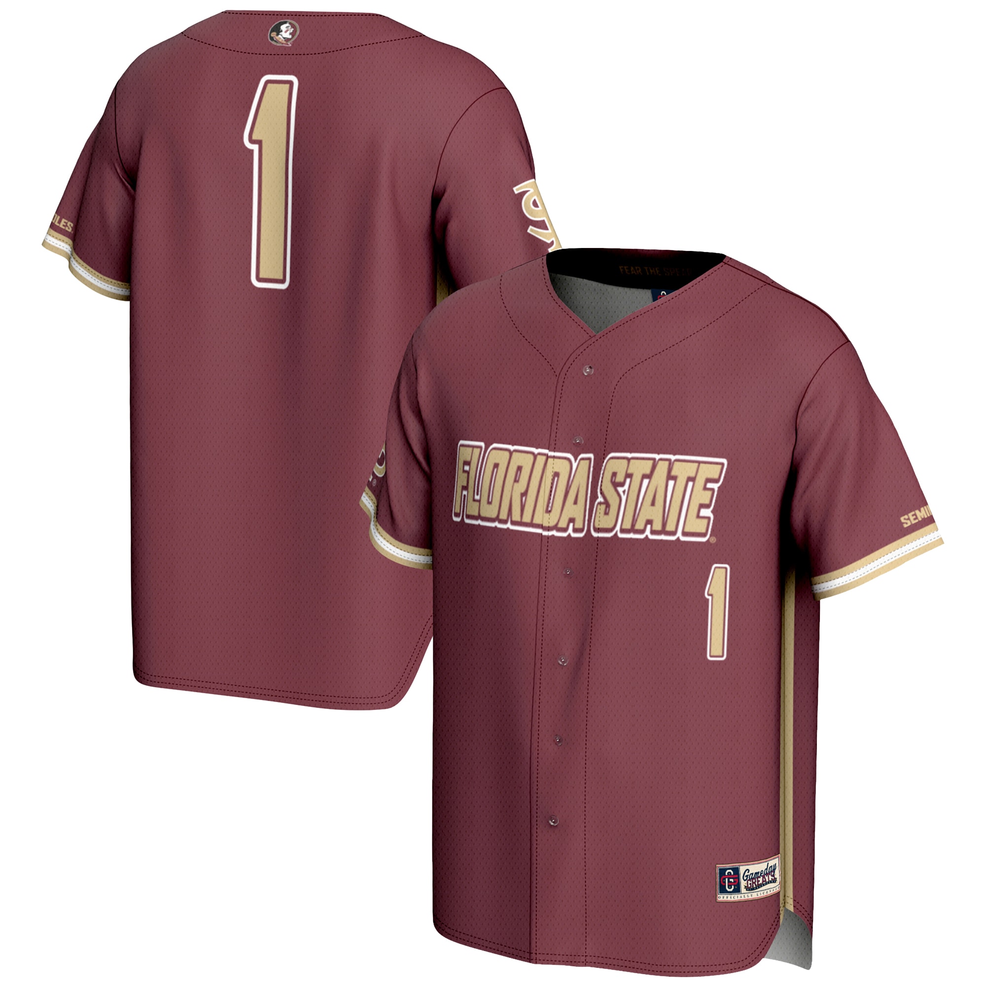[NJP] Florida State Seminoles GameDay Greats Lightweight Baseball Jersey - Garnet