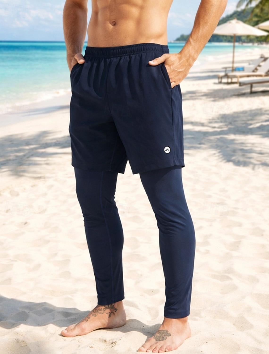 Men's Light Rash Guard Wetsuit Pants Swim Pants Solid Colored Full-Length Leg UV Protection Quick Dry Elastic Swimwear Swimsuit Surfing Diving Beach Summer
