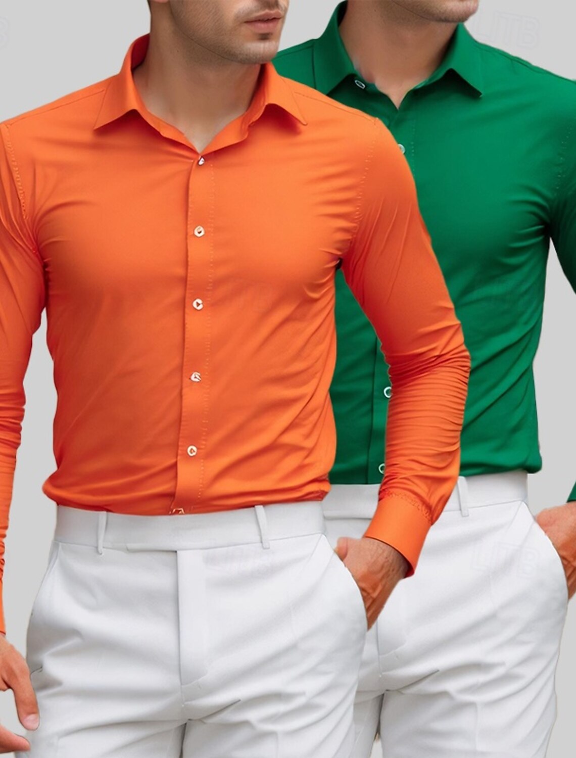 Men's Shirt Dress Shirt Tuxedo Shirts Solid / Plain Color Office & Career Daily Wear Pink+Orange Green+orange Pink+Green Long Sleeve Shirt Collar All Seasons Clothing Apparel Multi-pack