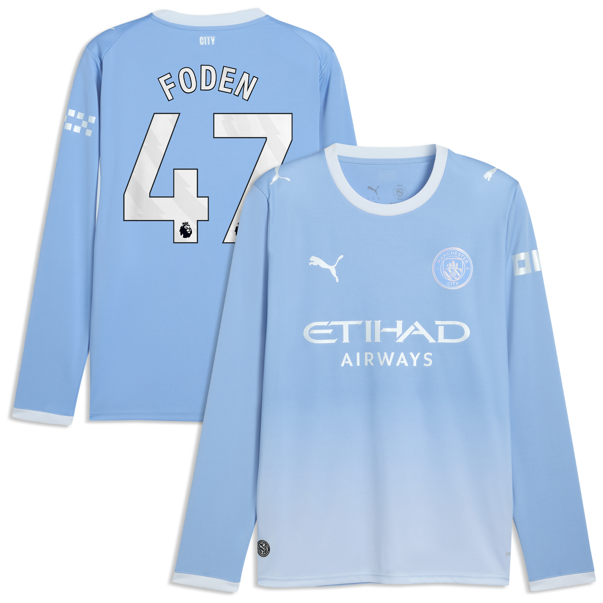 [LK] Phil Foden #47 Manchester City 2026/27 Home Replica Long Sleeve Jersey - Light Blue