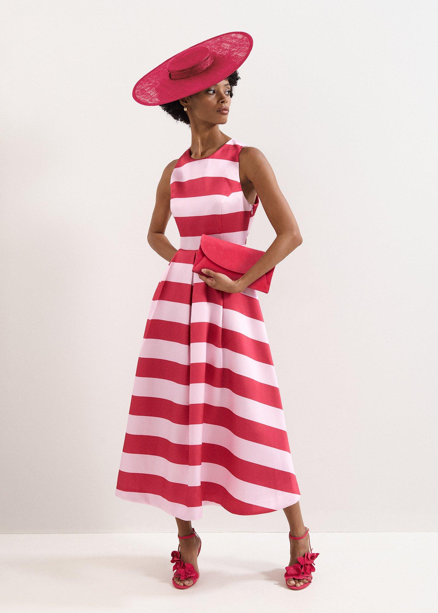 Petite Kiria Pink Stripe Satin Midi Dress