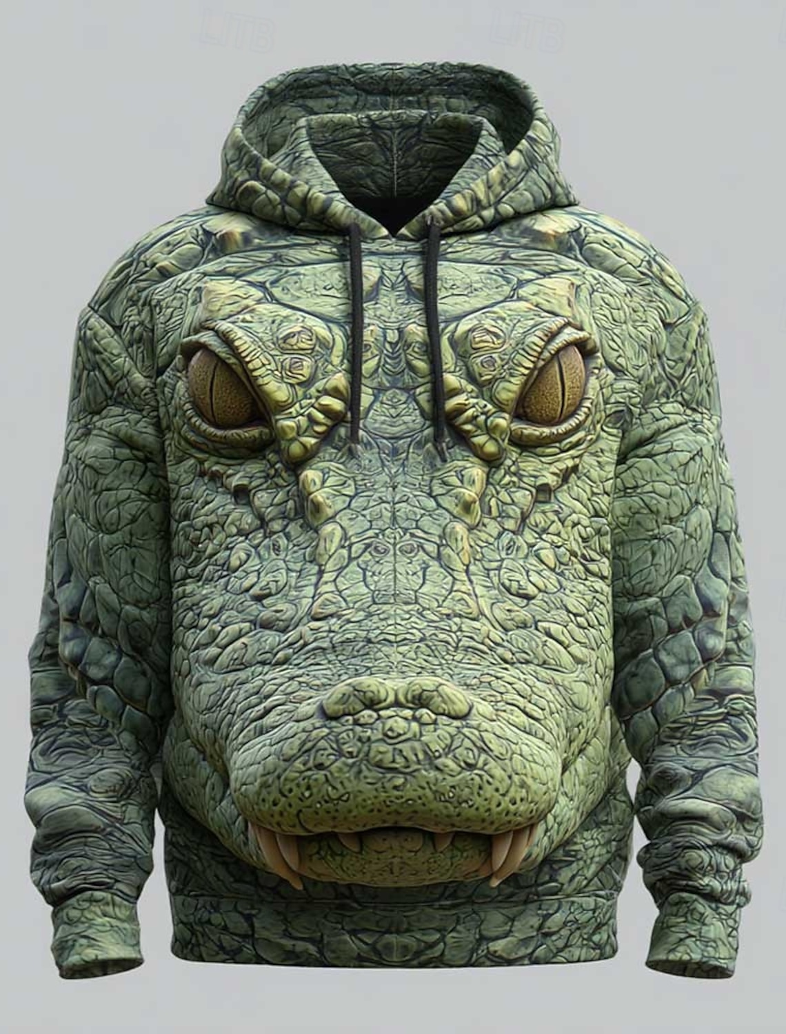 Mens Pullover Hoodie 3D Crocodile Graphic Print Realistic Alligator