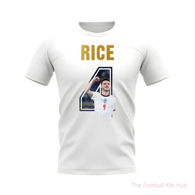 Declan Rice Name And Number England T-Shirt (White)