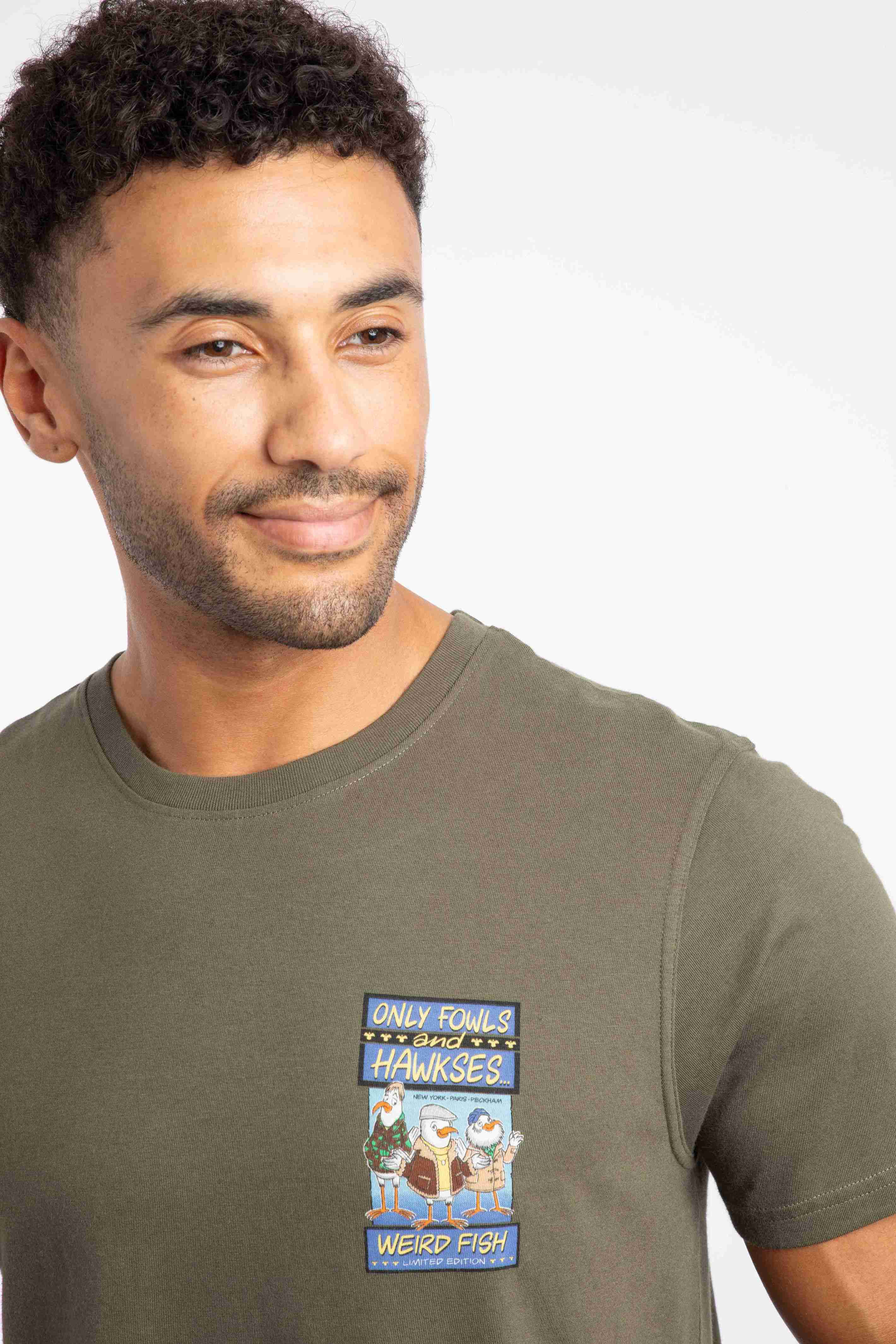 Only Fowls and Hawkses Back Print Artist T-Shirt Deep Lichen Green