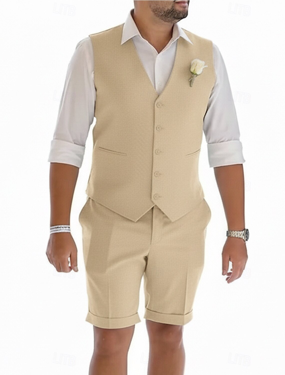 Men's Tuxedos Linen Suits Beach Wedding Light Khaki Sky Blue Summer