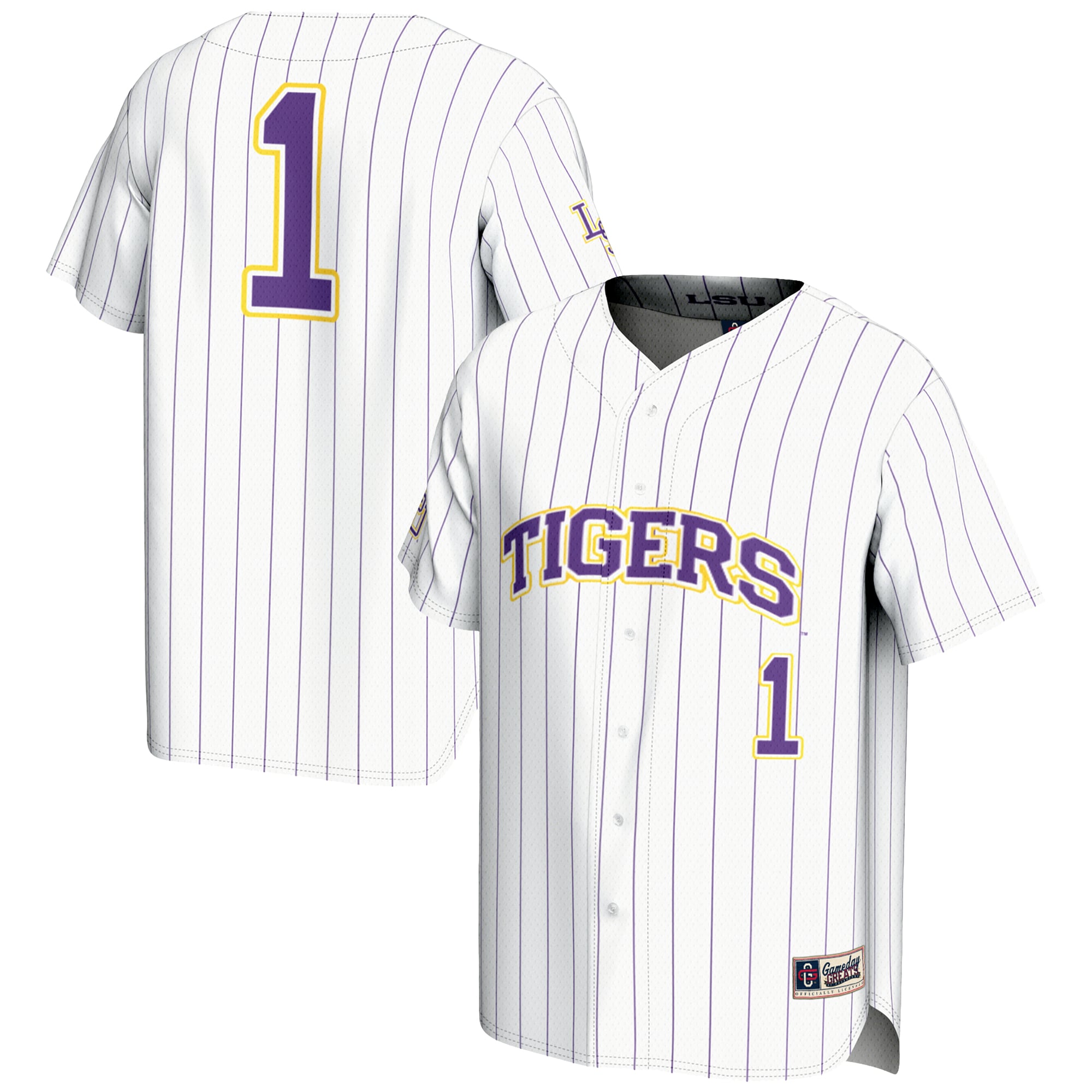 #1 LSU Tigers GameDay Greats Lightweight Baseball Jersey - White