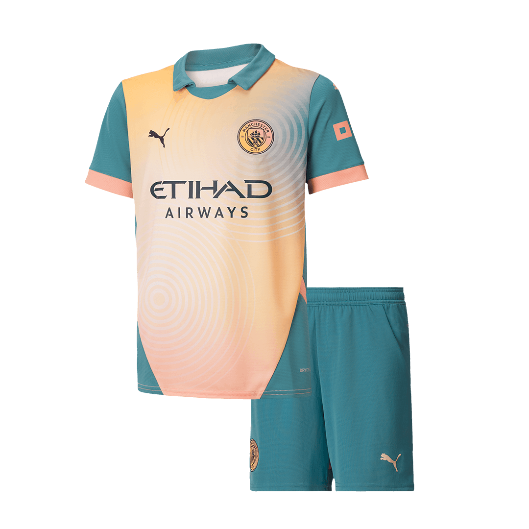 Kid's Manchester City Fourth Away Soccer Jersey Kit(Jersey+Shorts) 202