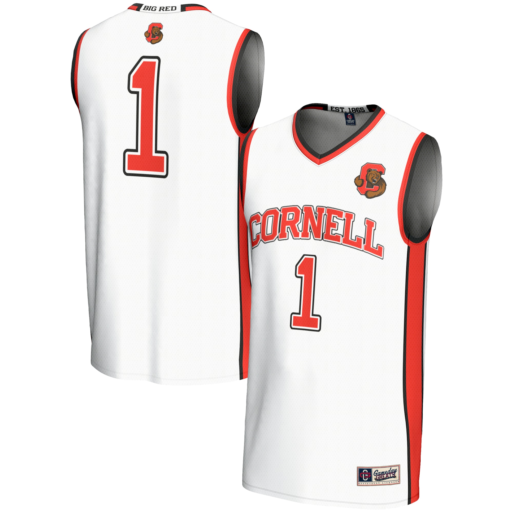 [NJP] Cornell Big Red GameDay Greats Unisex Lightweight Basketball Jersey - White