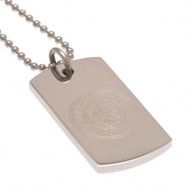 Men's Manchester City FC Engraved Dog Tag & Chain