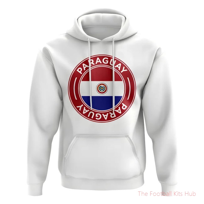 Men Paraguay Football Badge Hoodie (White)