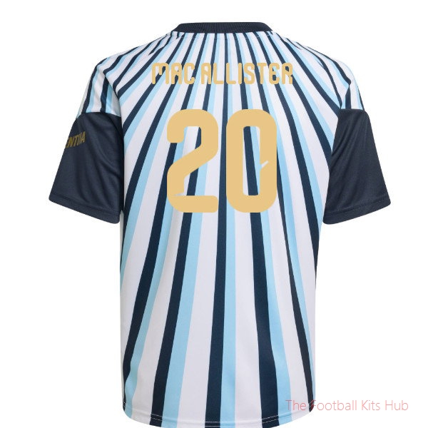 Argentina 2026-2027 Home Pre-Match Shirt (Kids) (Mac Allister 20)