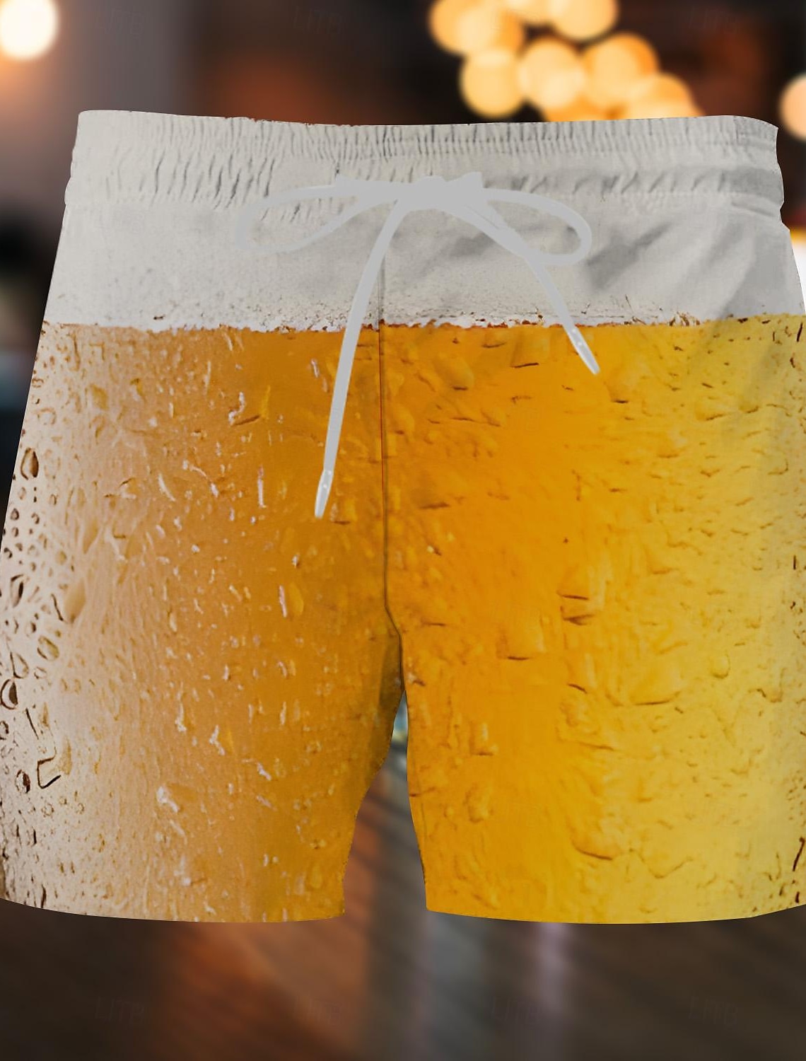 Men's Optical Illusion Beer Swim Trunks Shorts Board Mid Waist