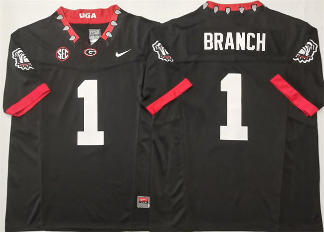 Men's UGA Bulldogs Zachariah Branch #1 alternate jersey Black 2025