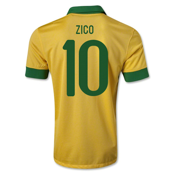 Authentic Official 1314 Brazil 10 Zico Yellow Home Jersey Shirt