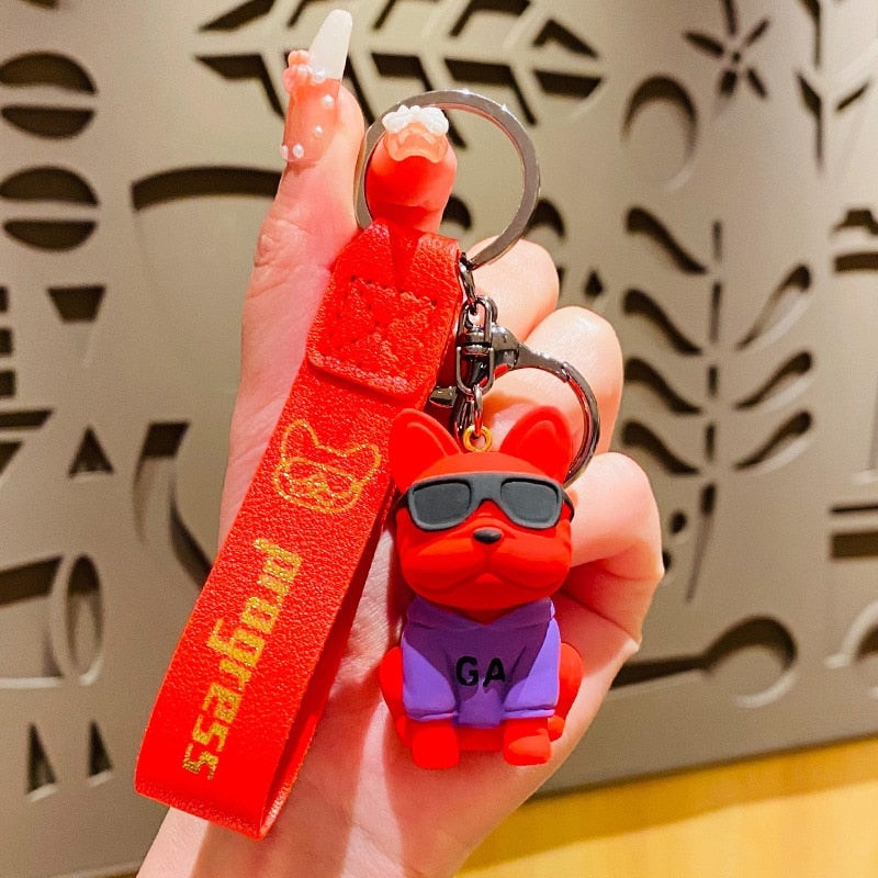 French Bulldog Frenchie Punk Key Chain – Unique Bag Pendant For Stylish