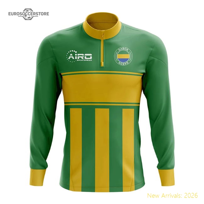 Gabon Concept Football Half Zip Midlayer Top (Green-Yellow)