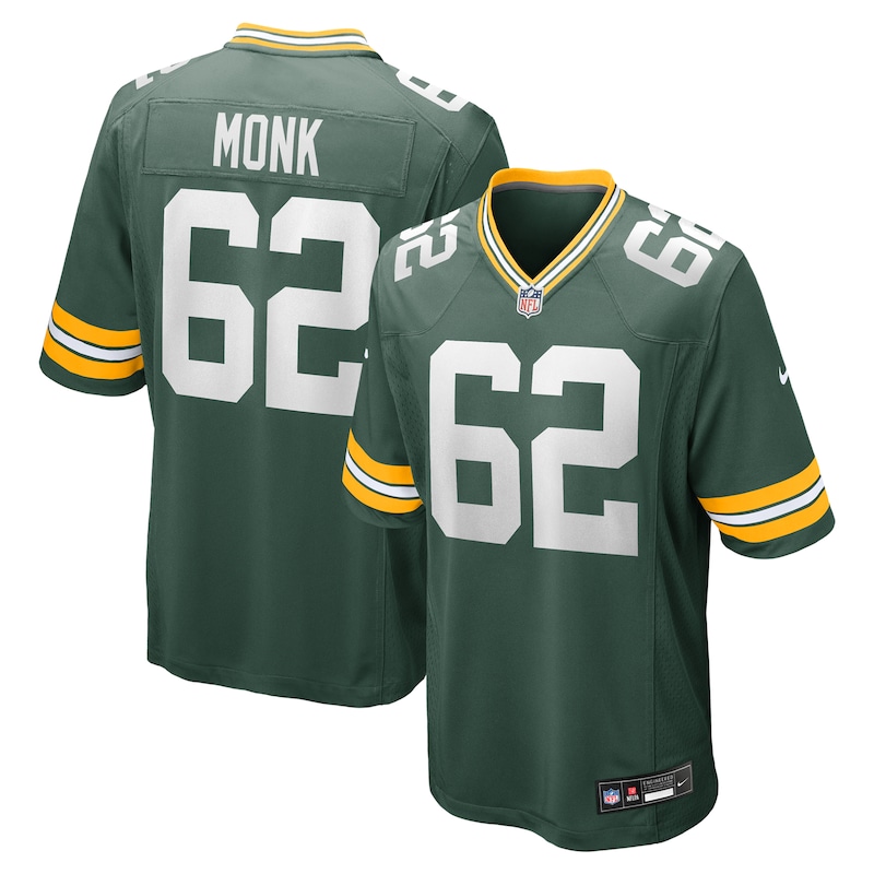 None Jacob Monk GB Packers Dynamic Genuine Jersey Football Apparel