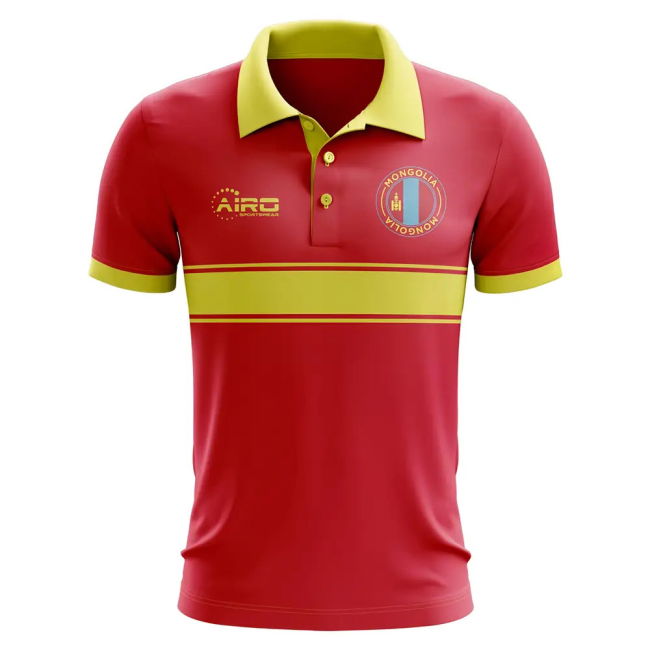 Top-Tier Mongolia Concept Stripe Polo Shirt (Red) Premium-Quality