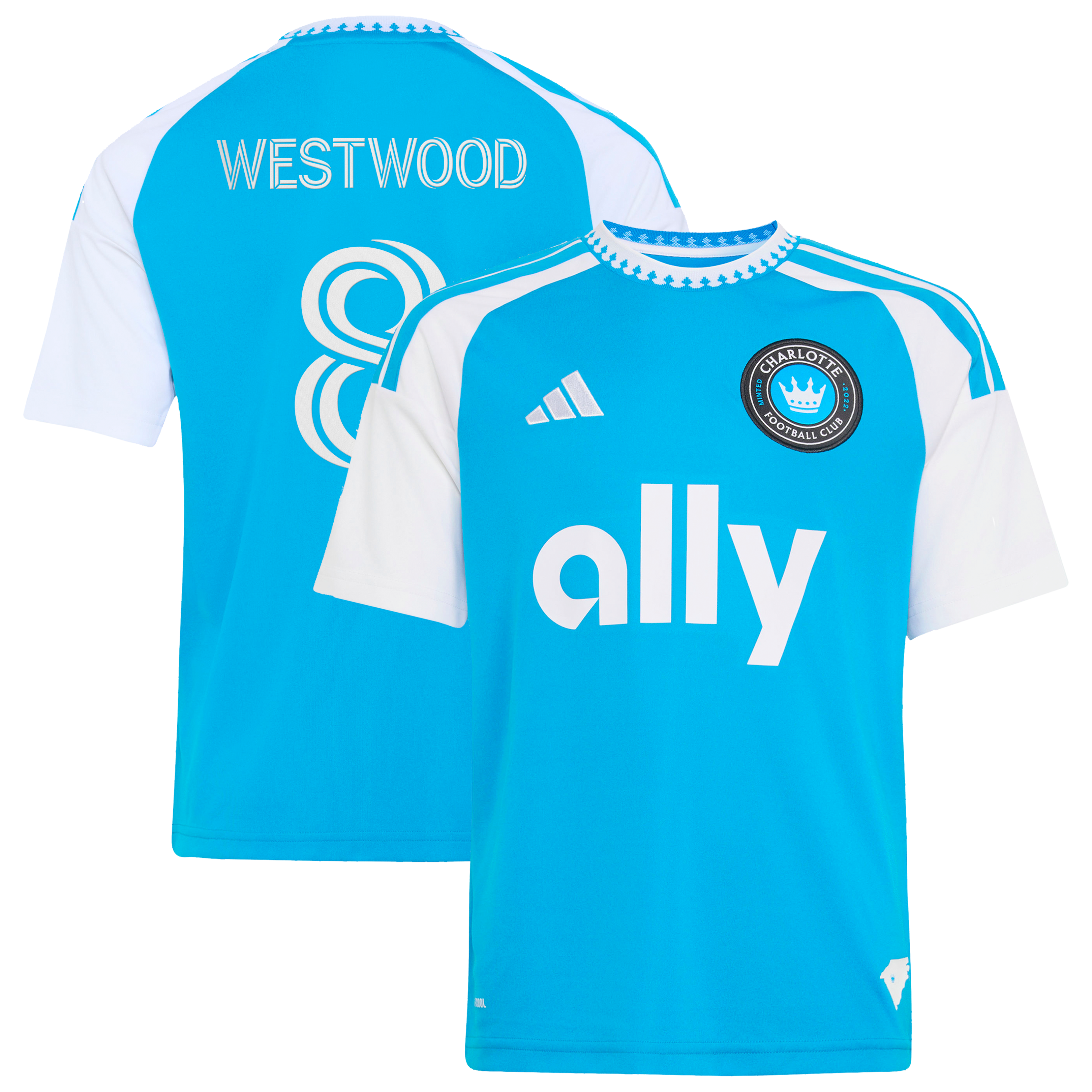 [SJH] Ashley Westwood Charlotte FC Youth 2026 Carolina Kit: Crowns Up Replica Jersey - Blue