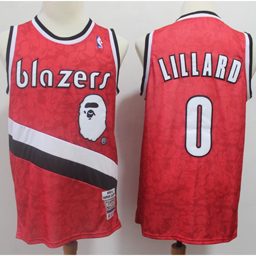 Mitchell And Ness Trail Blazers Red Damian Lillard #0 Jersey - On Sale