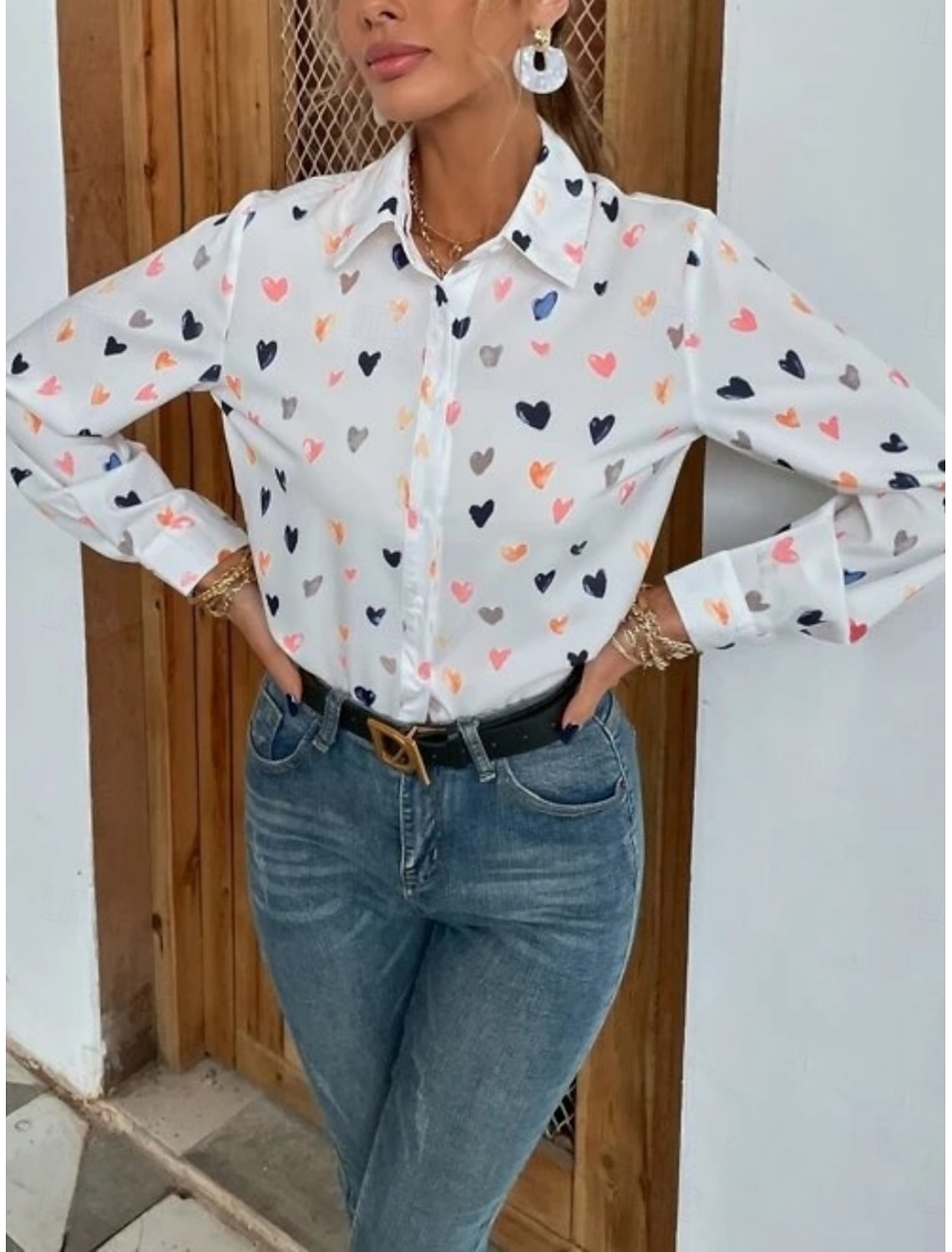 Women's Shirt Blouse Stylish Casual Butterfly Regular Tops Long Sleeve Shirt Collar Buttons Print Regular Fit Daily Summer Spring