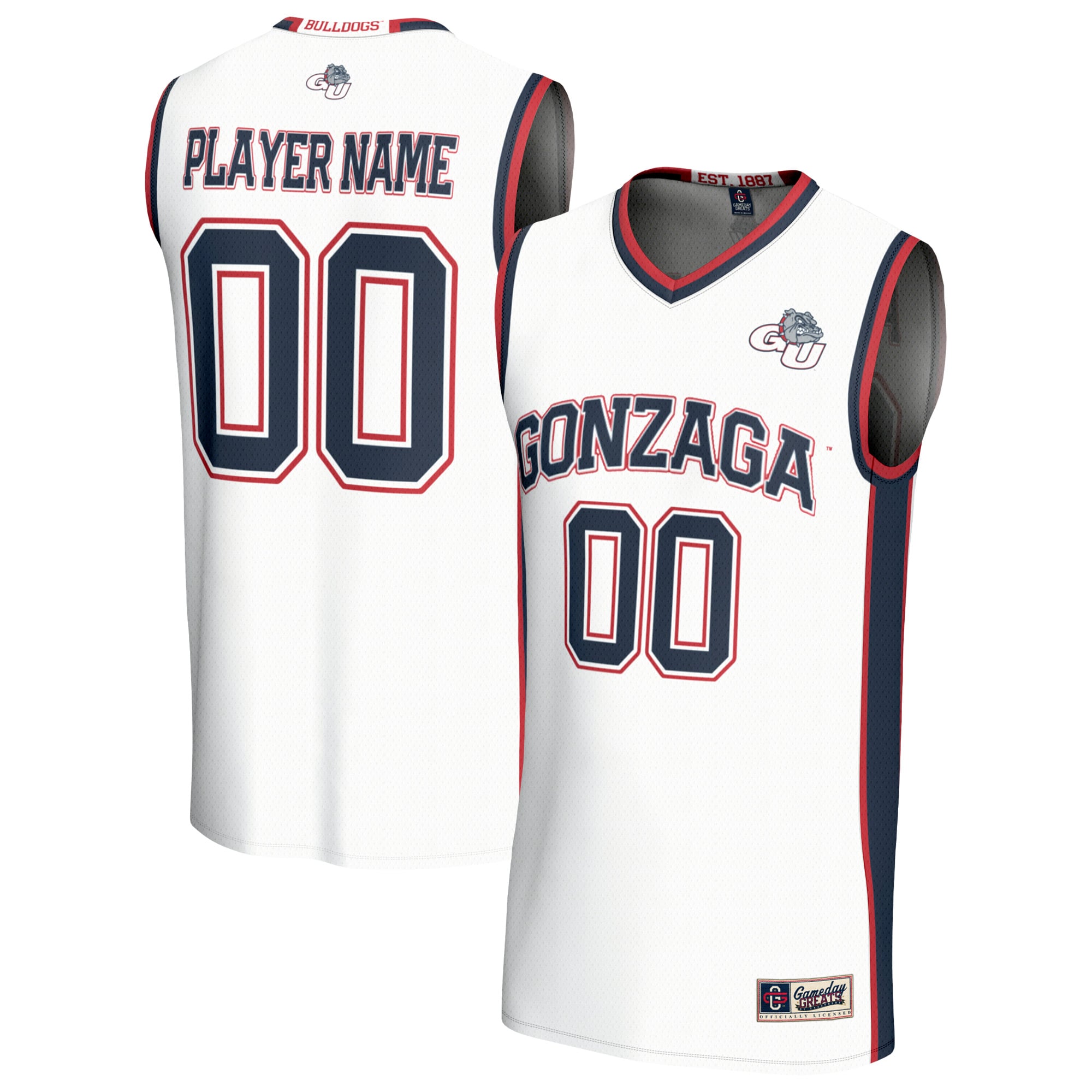 Gonzaga Bulldogs GameDay Greats Unisex Lightweight Collegiate Men's Basketball NIL Pick-A-Player Fashion Jersey - White
