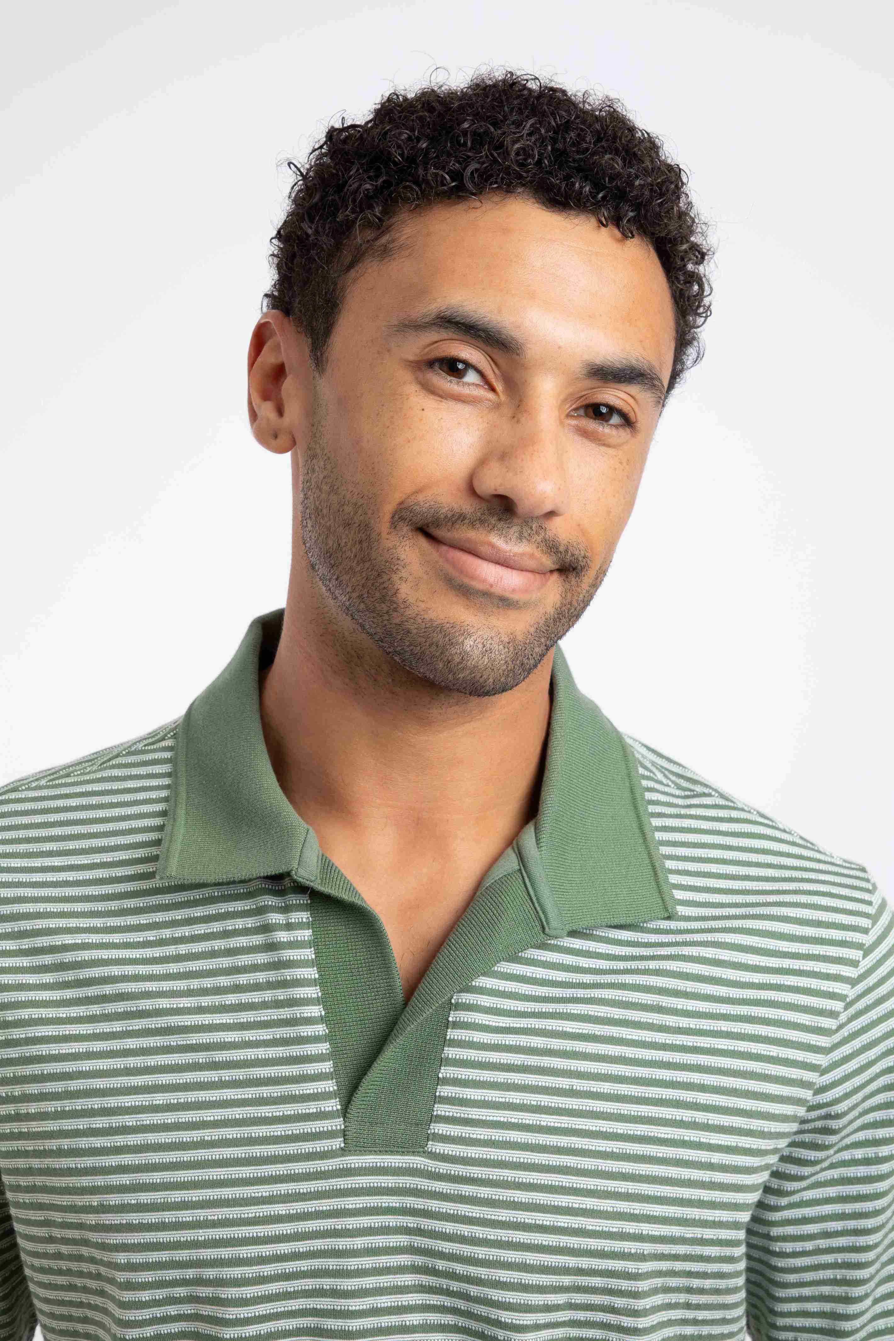 Virgil Striped Polo Shirt Woodland Sage