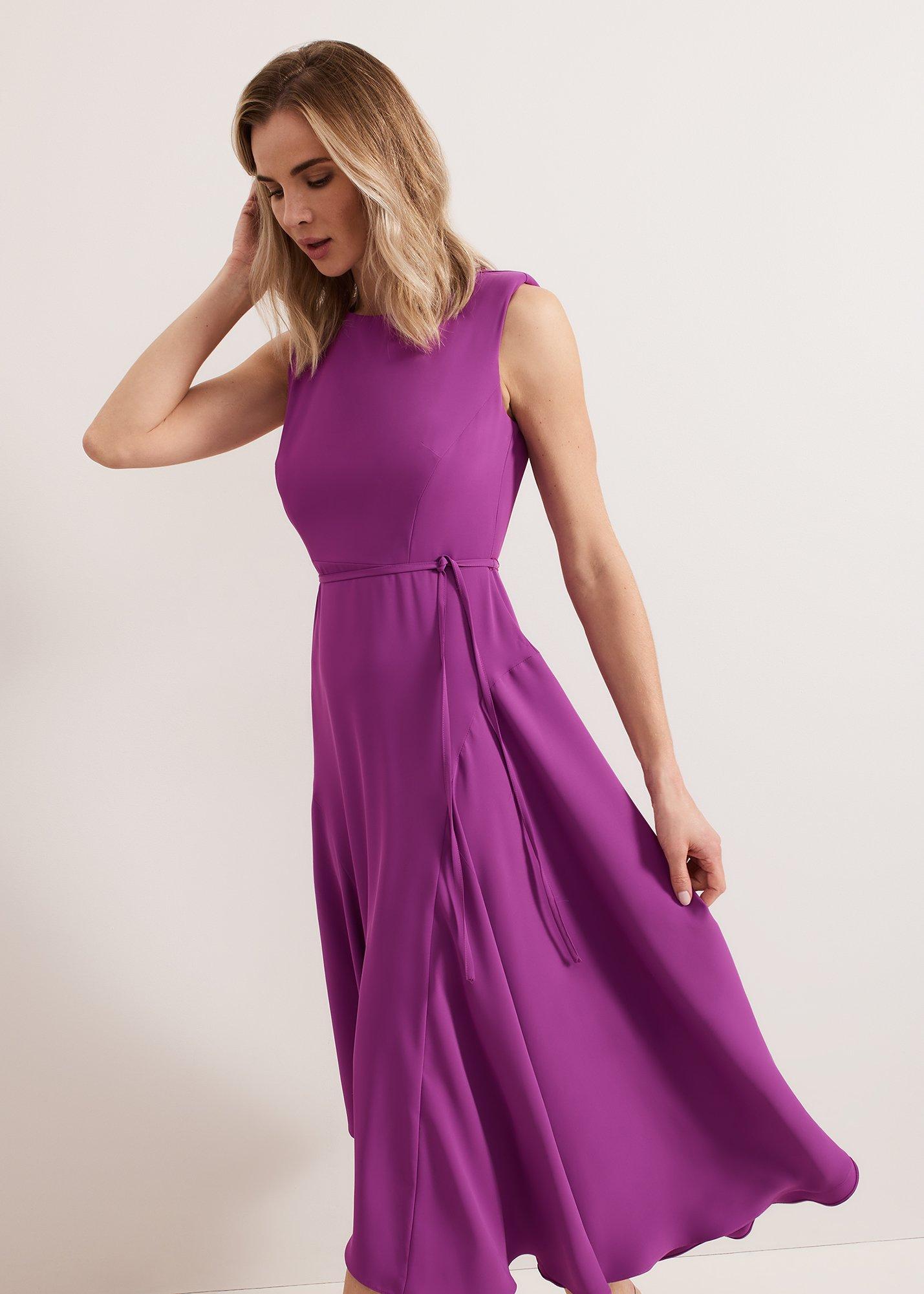 Maya Plain Asymmetric Midi Dress