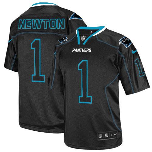NFL C P Panthers #1 Cam Newton Black Lights Out Jersey - Authentic ...